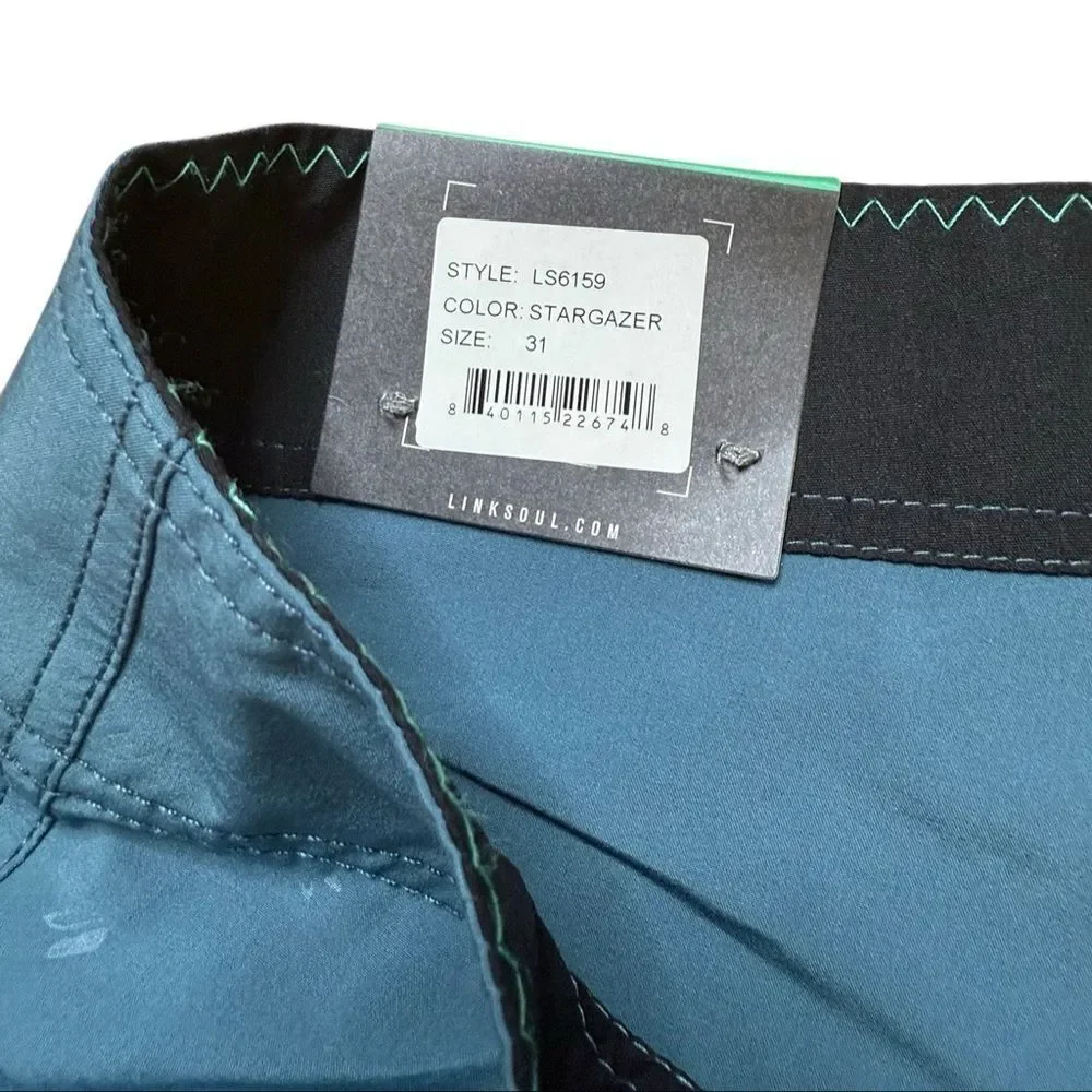 NWT Linksoul Stormer Board shorts Stargazer Blue size 31